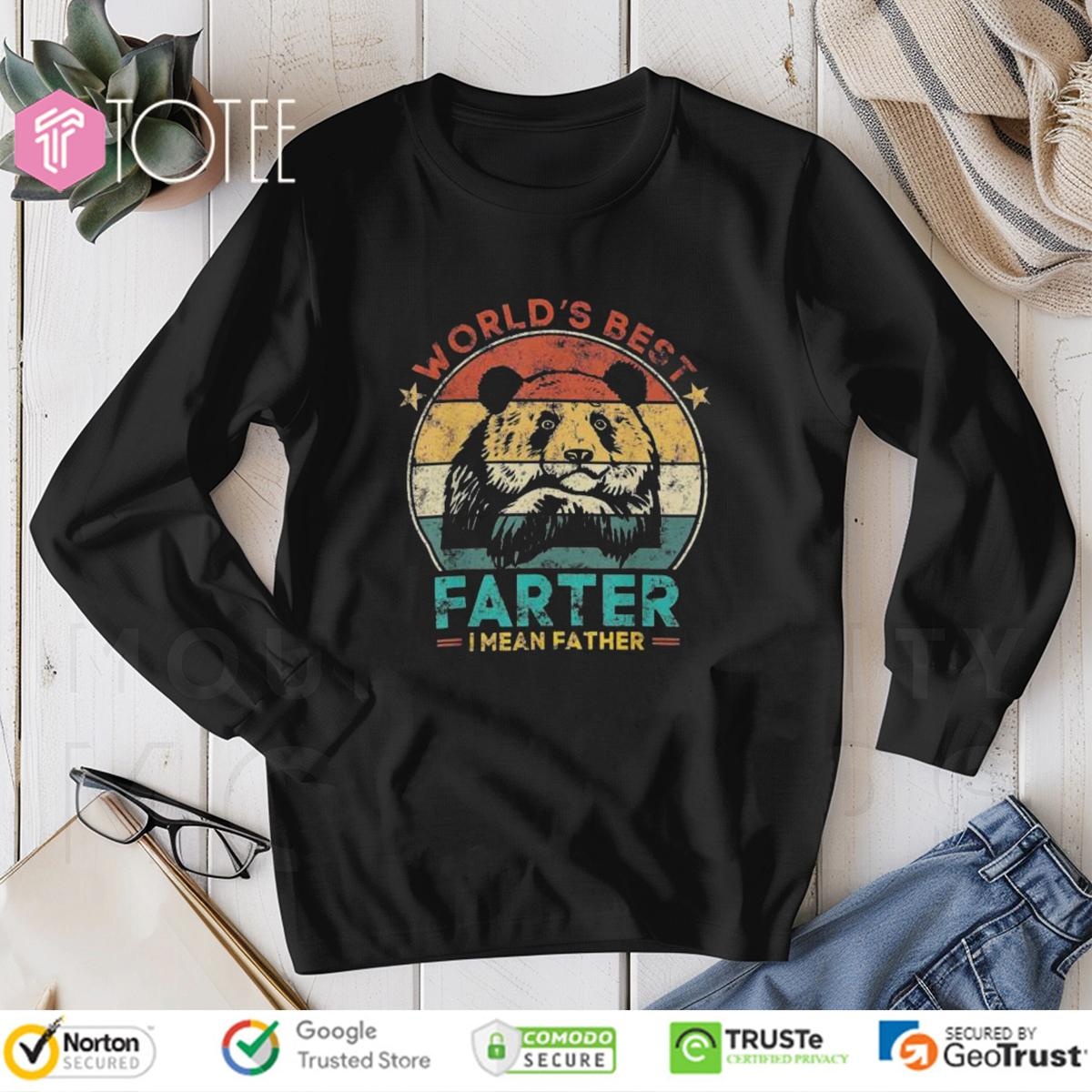Worlds Best Farter I Mean Father Panda Bear Fathers Day Vintage Long Sleeve
