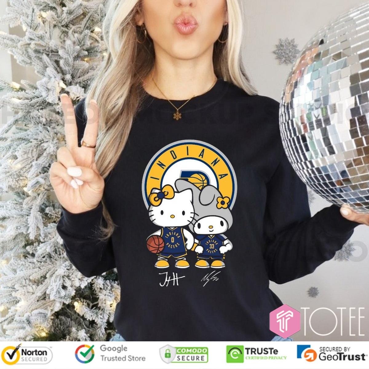 Indiana Pacers Tyrese Haliburton Myles Turner Hello Kitty Signatures Long Sleeve