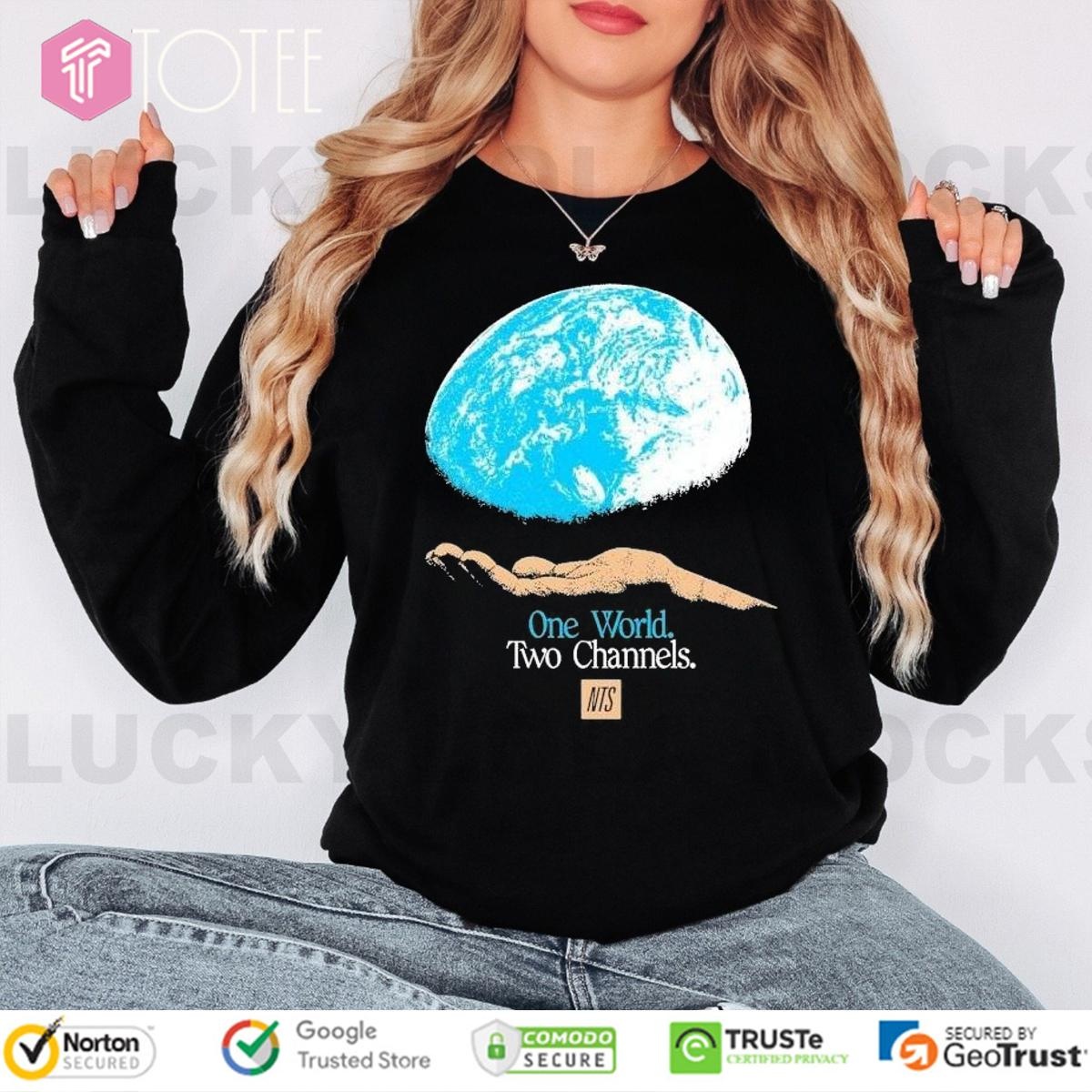 Nts One World Two Channels Hand World Earth Shirt Long Sleeve