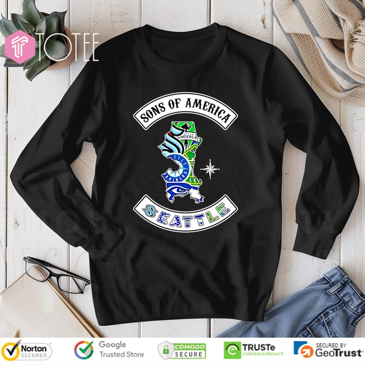 Sons Of America Seattle Sports Teams Parody Sons Of Anarchy Logo Long Sleeve