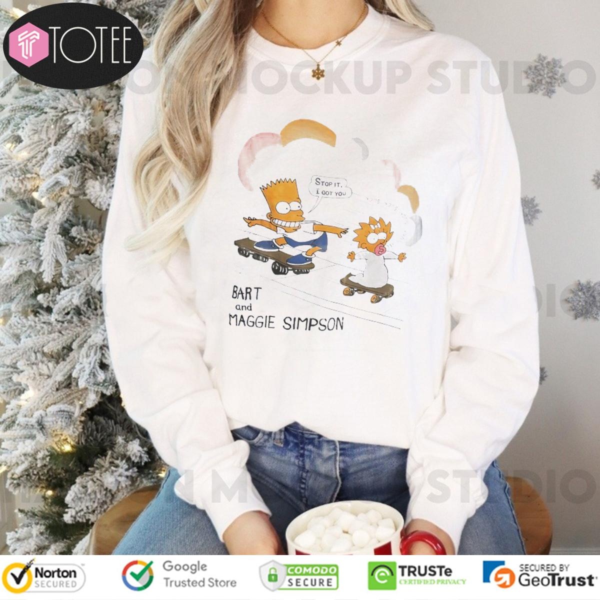 The Simpsons Bart And Maggie Simpson Surfing Shirt Long Sleeve