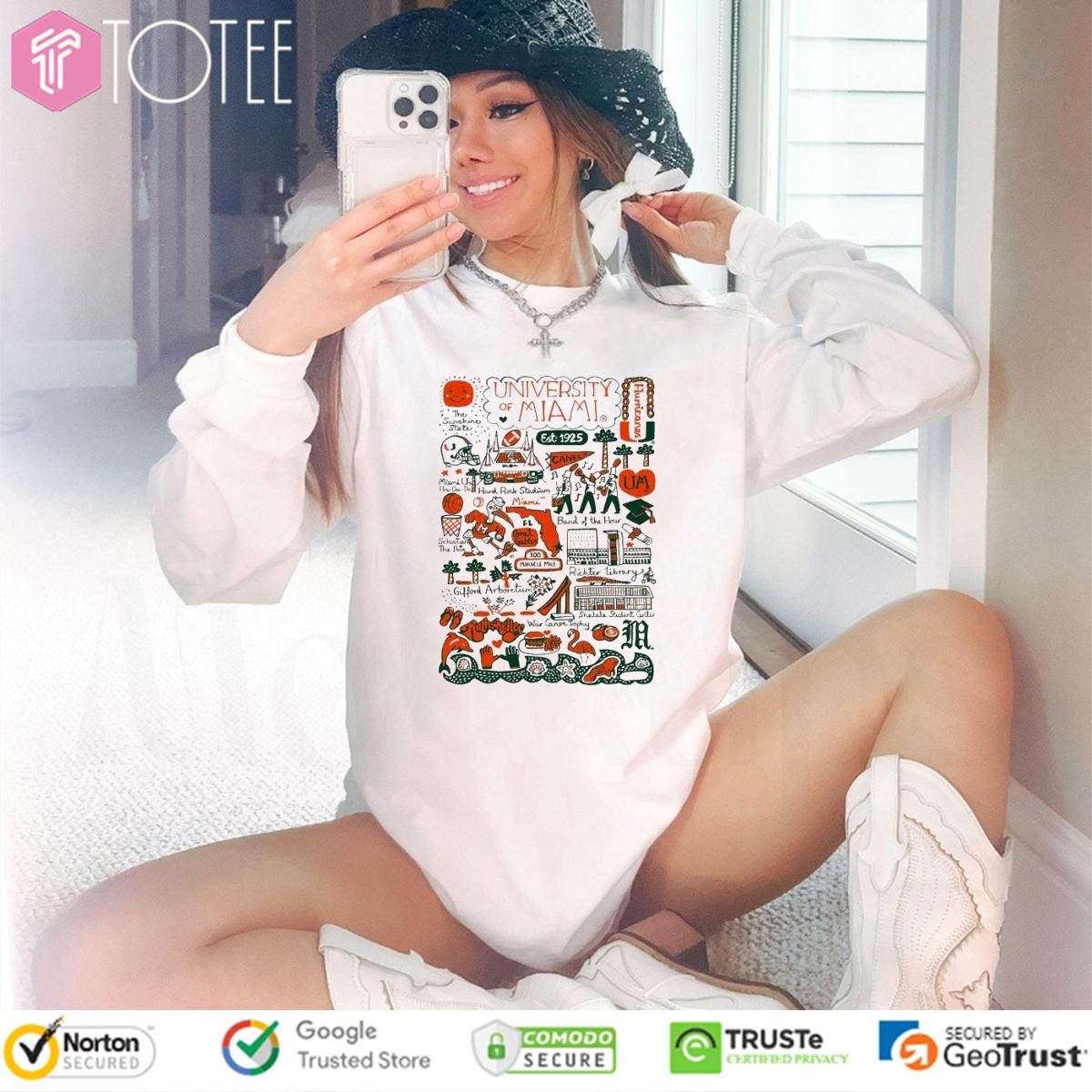 University Of Miami Hurricanes Art Illustration Long Sleeve