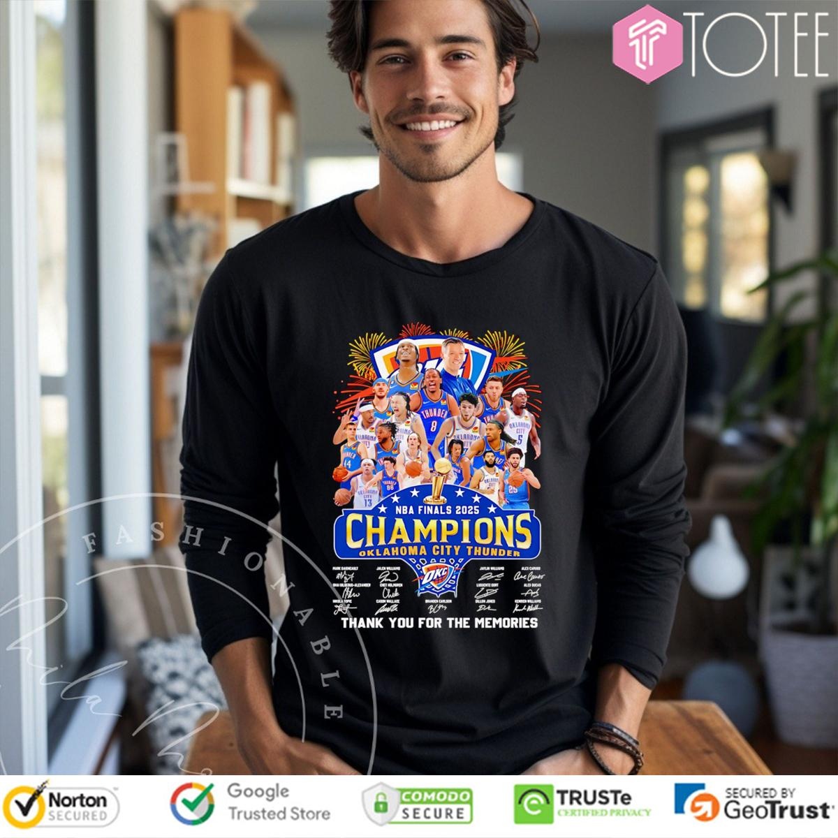 Oklahoma City Thunder Nba Finals 2025 Champions Signatures Long Sleeve