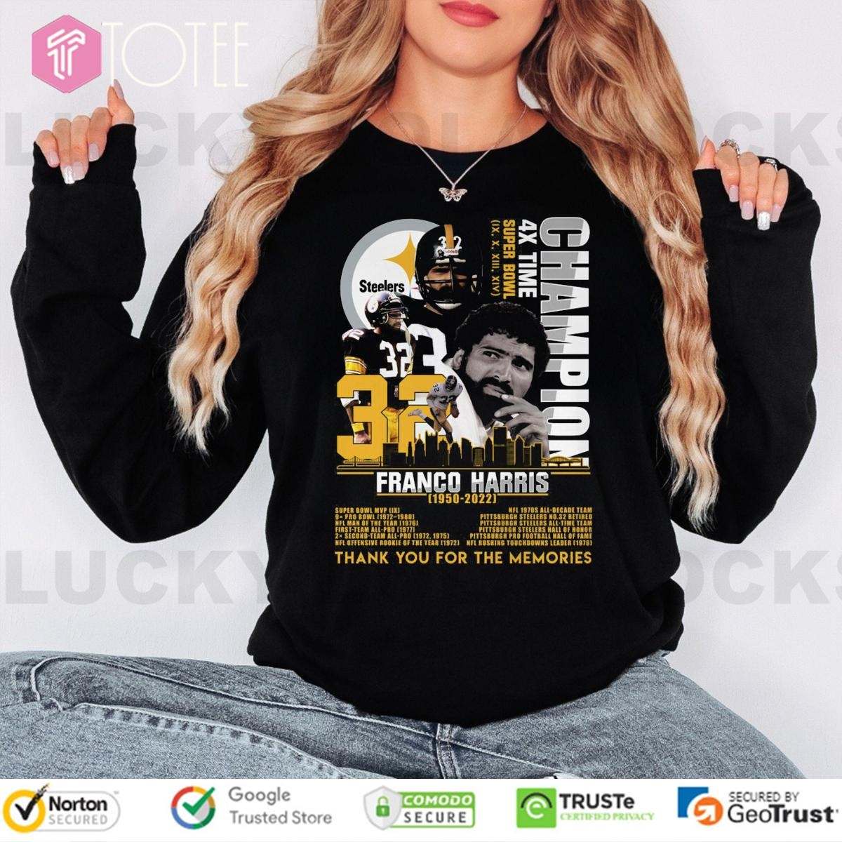 72 Years Of 1950-2022 Franco Harris Pittsburgh Steelers Long Sleeve