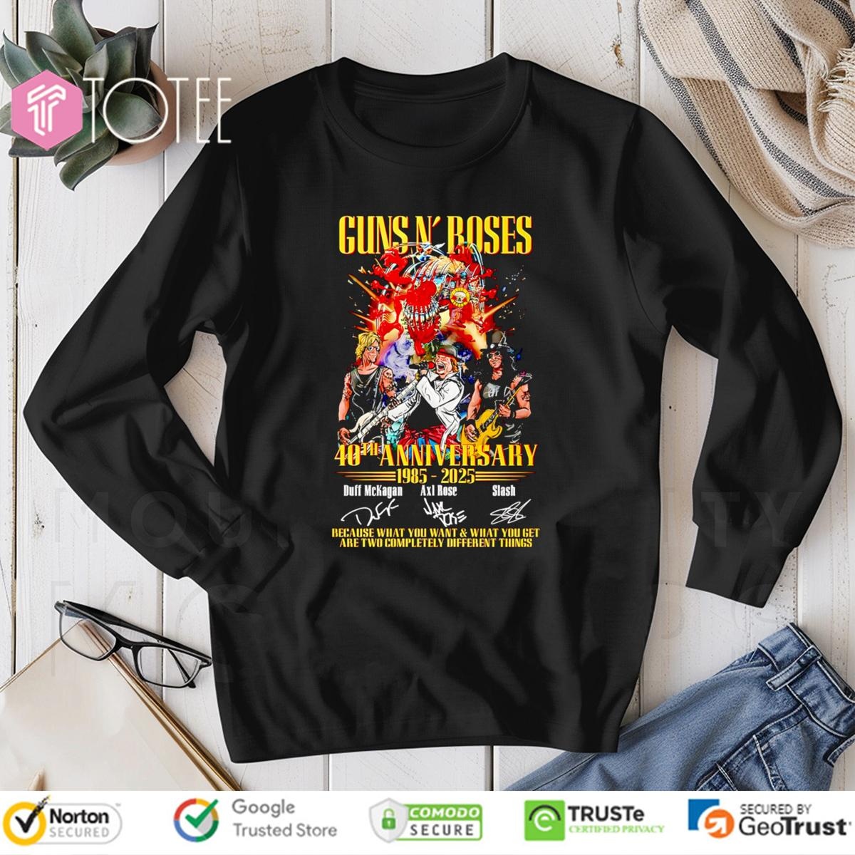 40Th Anniversary 1985-2025 Guns N Roses Signatures Long Sleeve