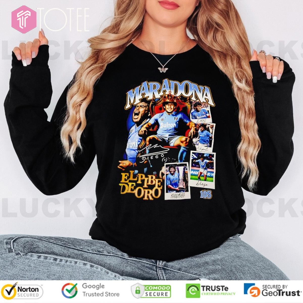 Maradona El Pibe De Oro Signature Vintage Bootleg Long Sleeve