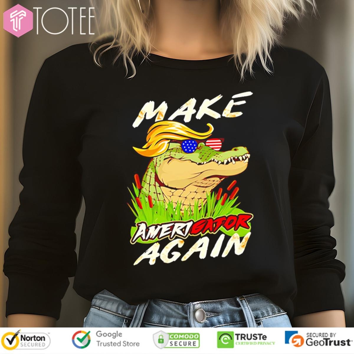 Make Amerigator Again Parody Alligator Trump Maga Long Sleeve