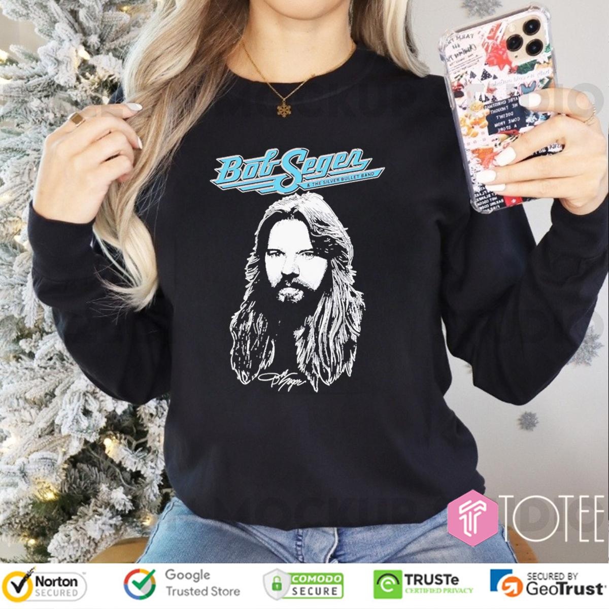 Big Head Bob Seger And The Silver Bullet Band Signature Long Sleeve