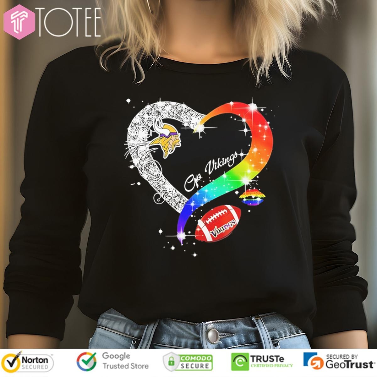 Go Minnesota Vikings Diamond Heart Lgbt Pride Long Sleeve